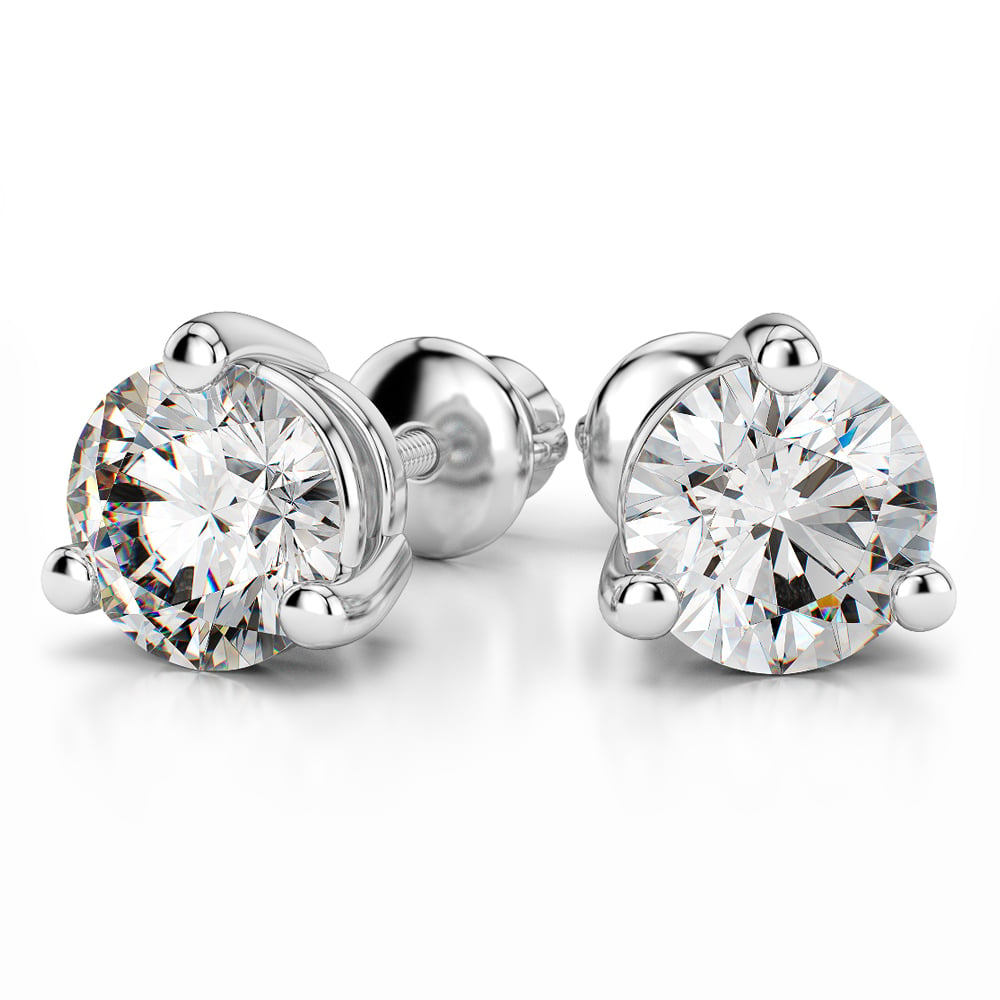 Three Prong Earring Settings In Platinum (Round Diamonds) | 04