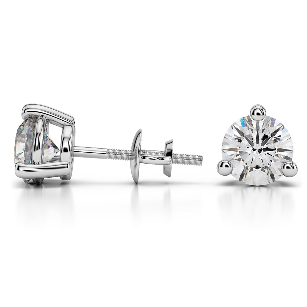 Three Prong Earring Settings in White Gold | 03