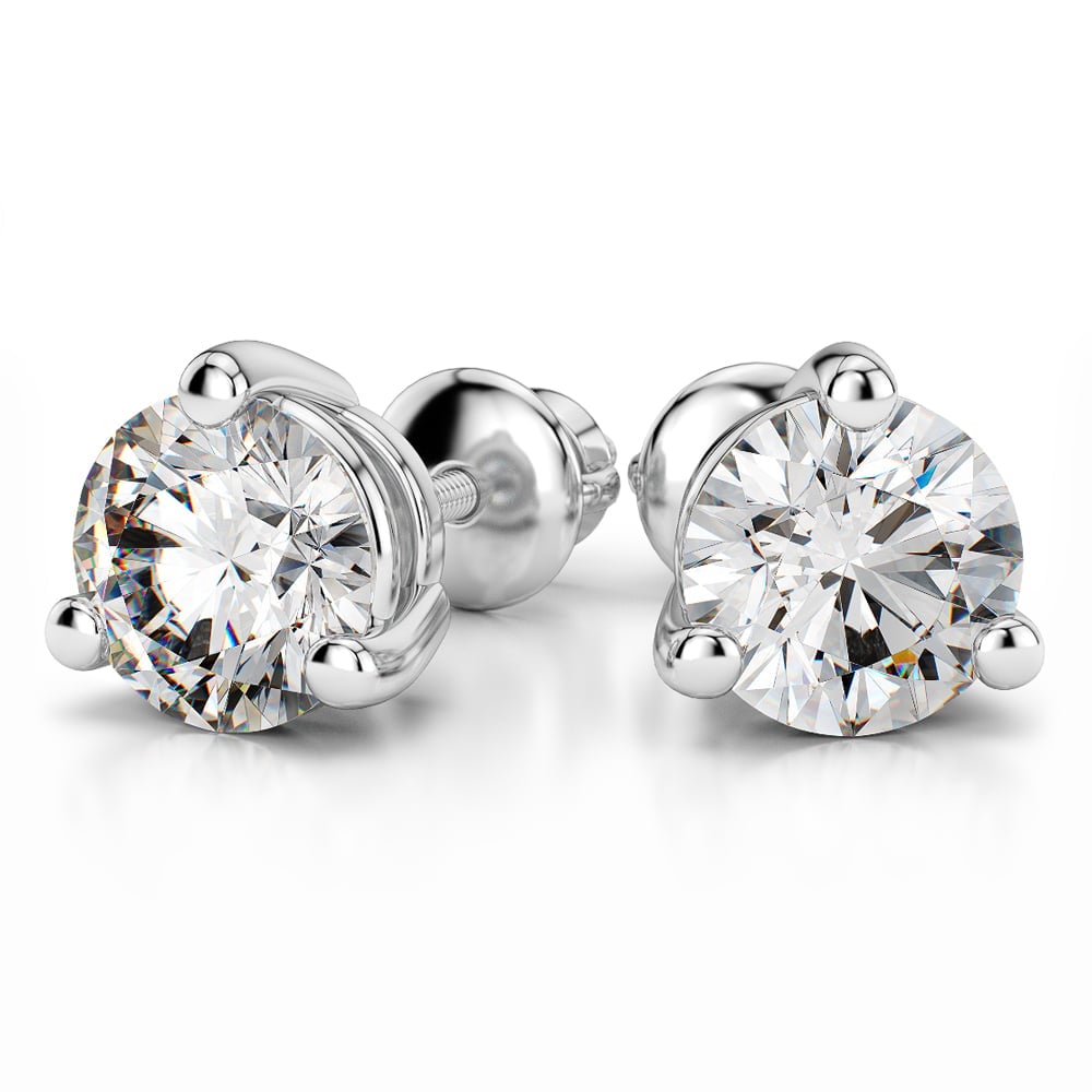 Three Prong Earring Settings in White Gold | 04