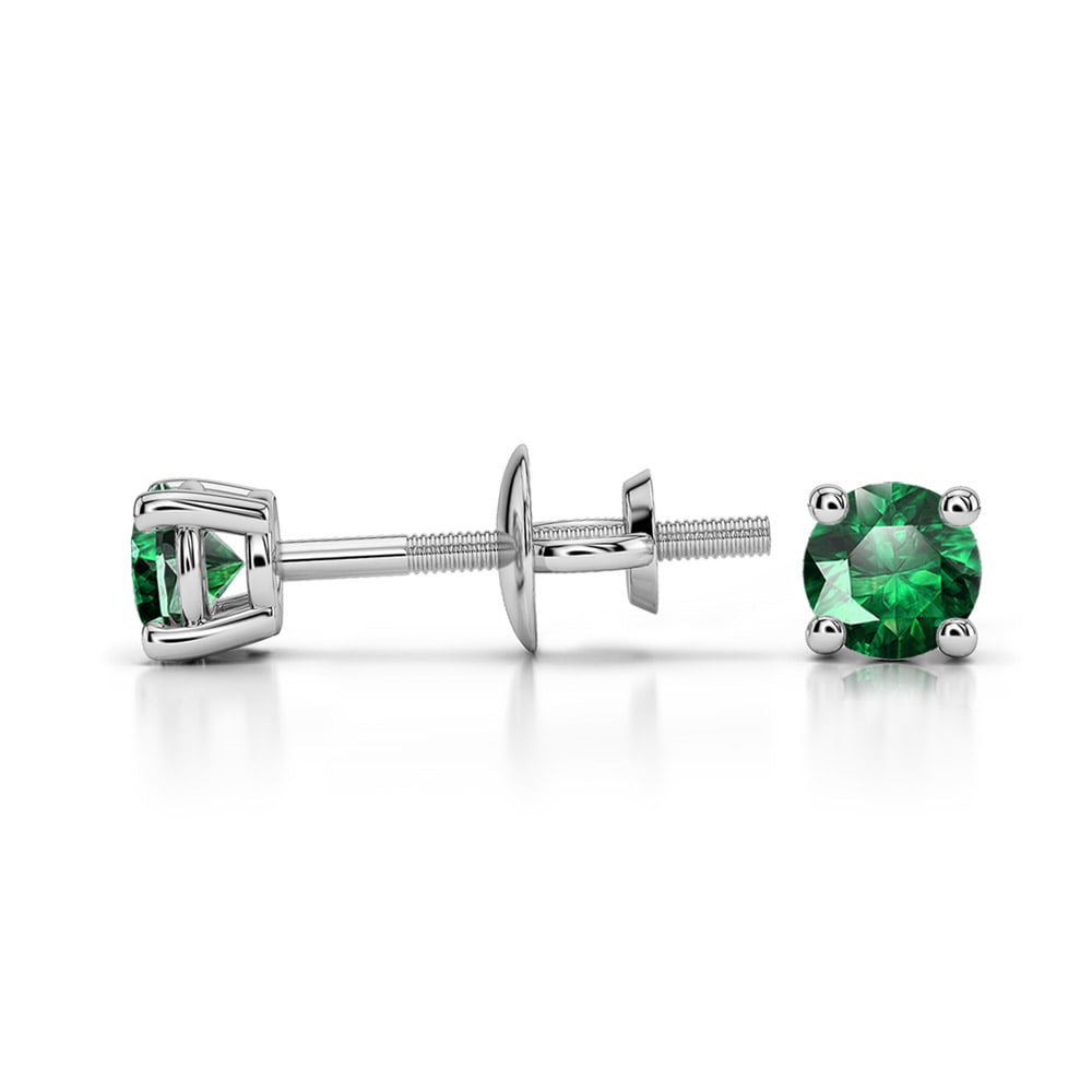 Green Tsavorite Stud Earrings In Platinum (3.2 Mm) | Thumbnail 01