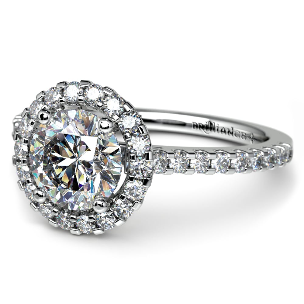 1 Ctw White Gold Preset Halo Diamond Engagement Ring | 01