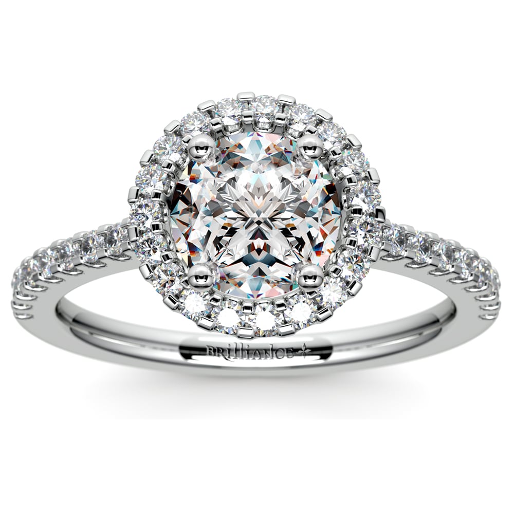 1 Ctw White Gold Preset Halo Diamond Engagement Ring | 02