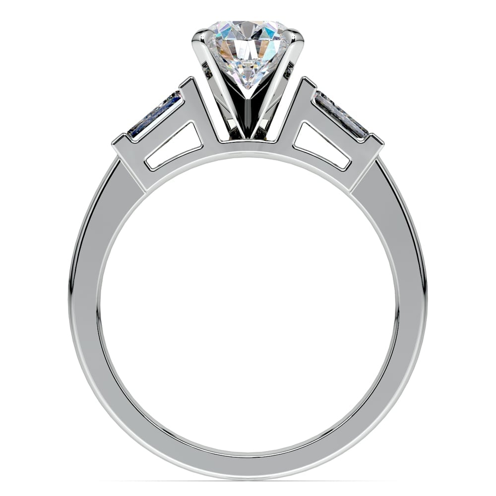 White Gold Engagement Ring Setting With Baguette Accents | 02