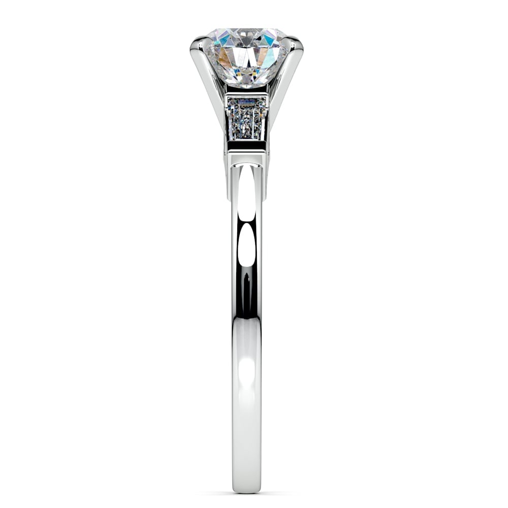 White Gold Engagement Ring Setting With Baguette Accents | 03