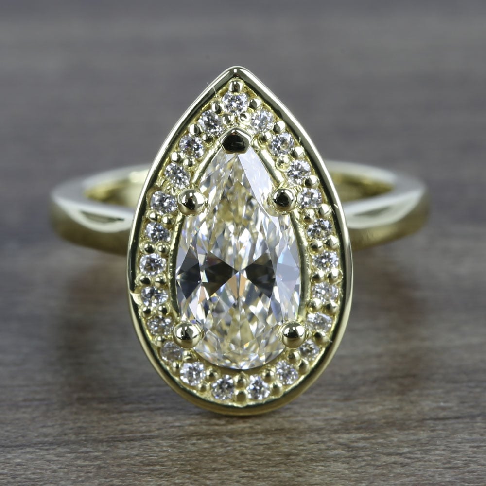 Pave Diamond Halo Ring Setting In Yellow Gold (1/4 Ctw) | Thumbnail 05
