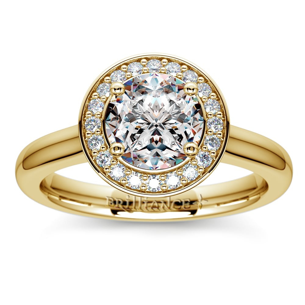 Pave Diamond Halo Ring Setting In Yellow Gold (1/4 Ctw) | 01