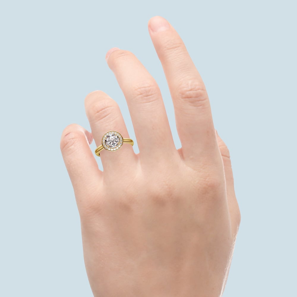 Pave Diamond Halo Ring Setting In Yellow Gold (1/4 Ctw) | Thumbnail 06