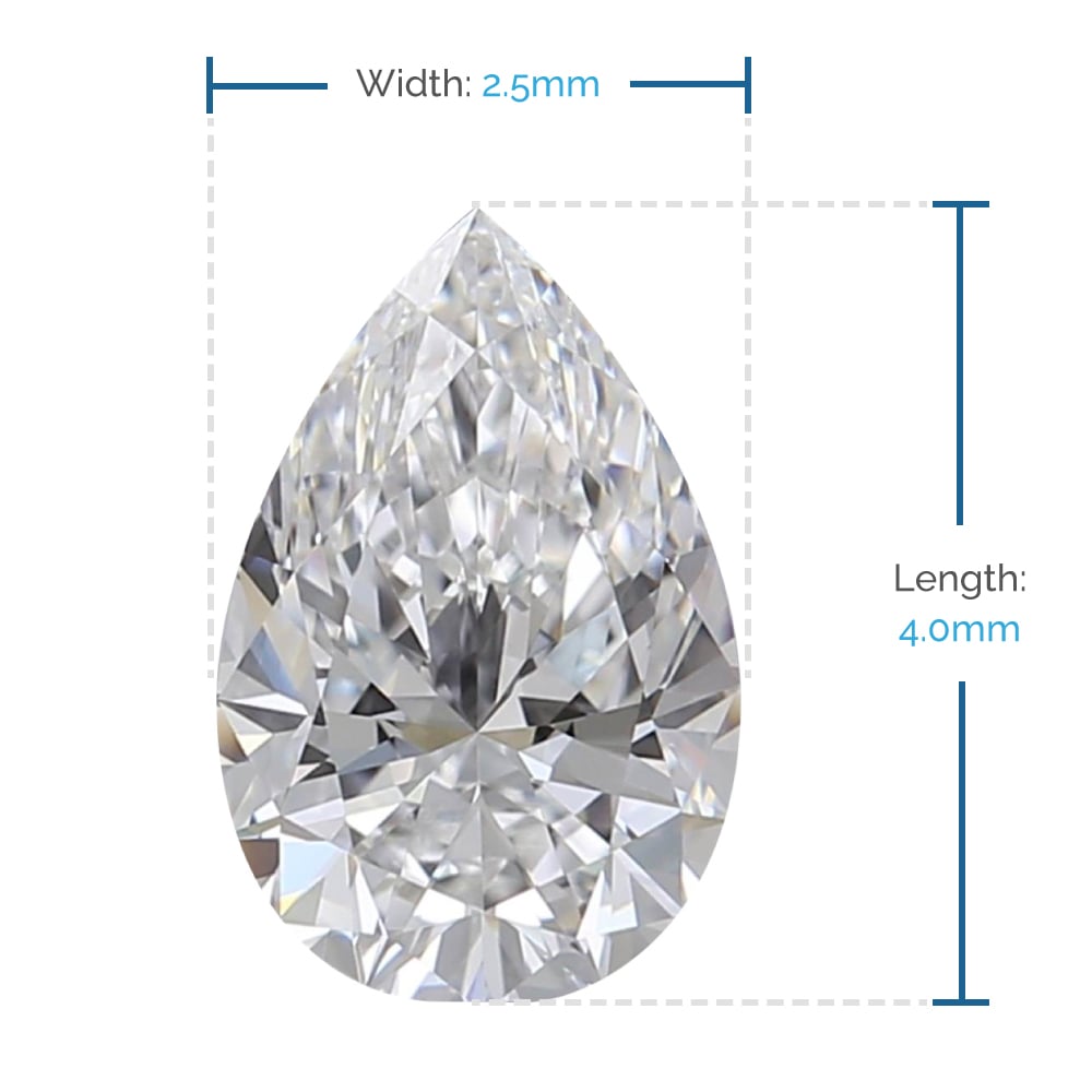 4x2.5 MM Pear Cut Loose Diamond, Value Melee Diamonds | Thumbnail 02