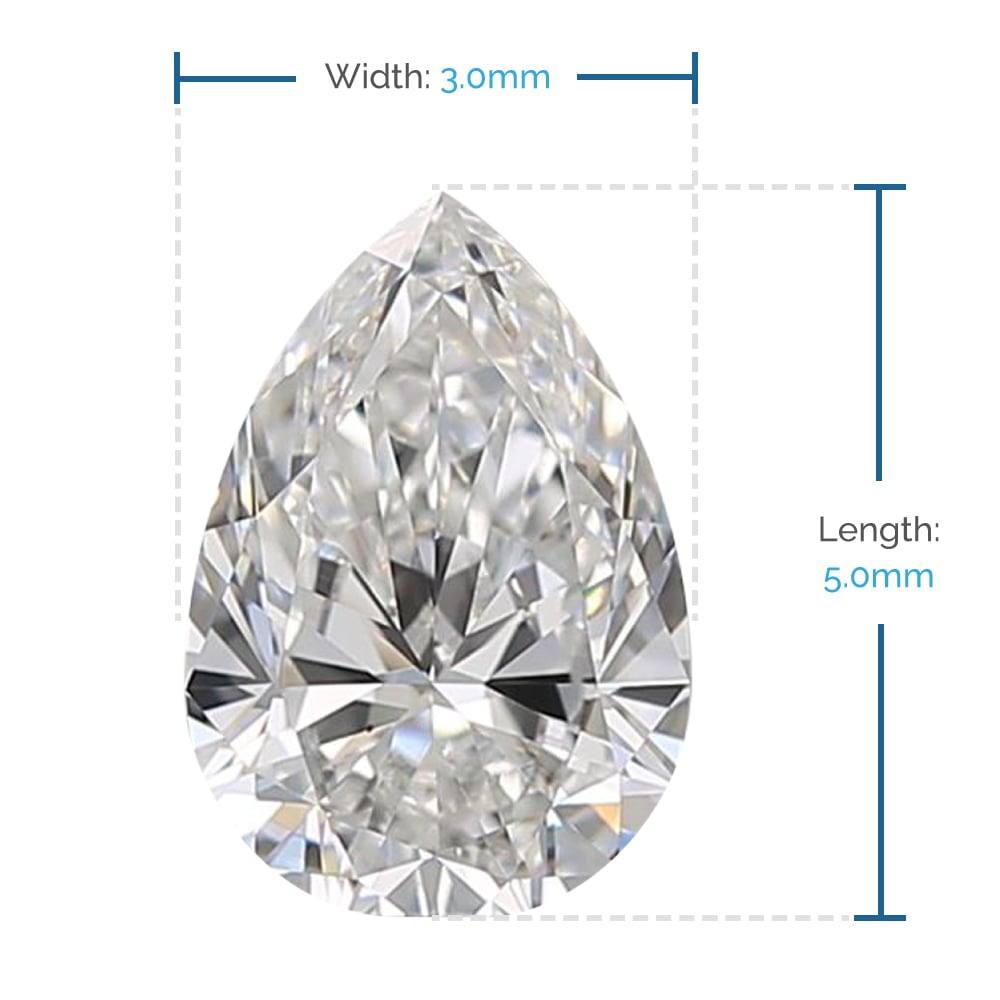5x3 MM Pear Cut Loose Diamond, Premium Melee Diamonds | Thumbnail 02