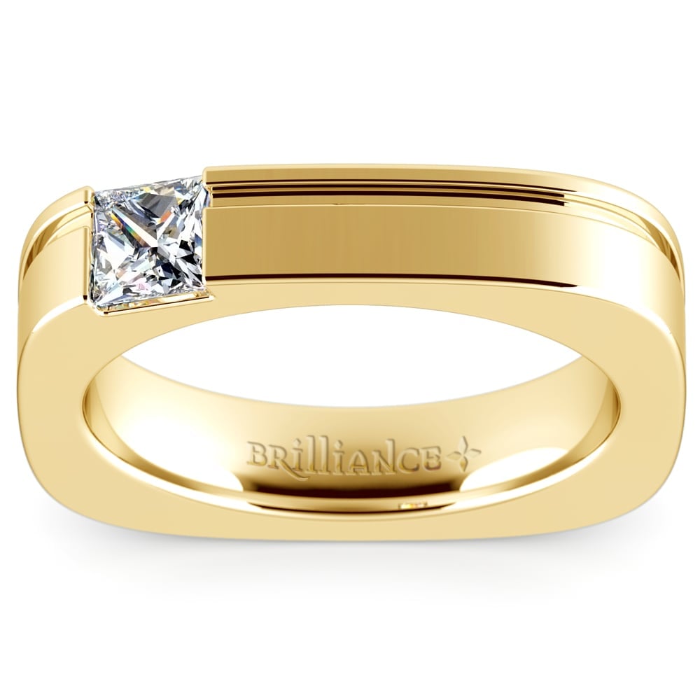Gold Square Diamond Engagement Ring For Men (1/2 Ctw) - Achilles | Thumbnail 02