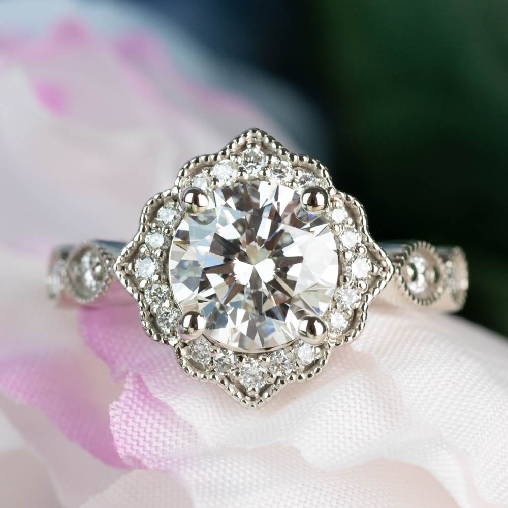 Antique Fairytale Inspired Engagement Ring In White Gold | 05