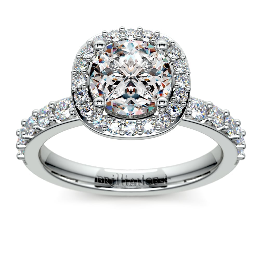 Platinum Antique Halo Engagement Ring Setting | 01