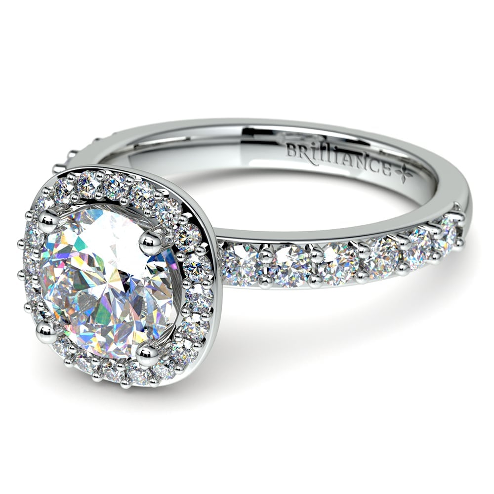 Platinum Antique Halo Engagement Ring Setting | 04