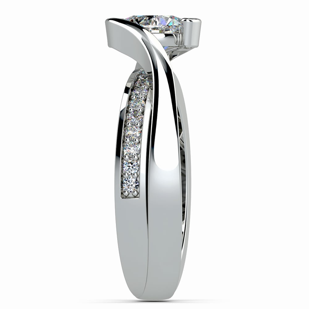 Diamond Bridge Engagement Ring Setting In White Gold | 03