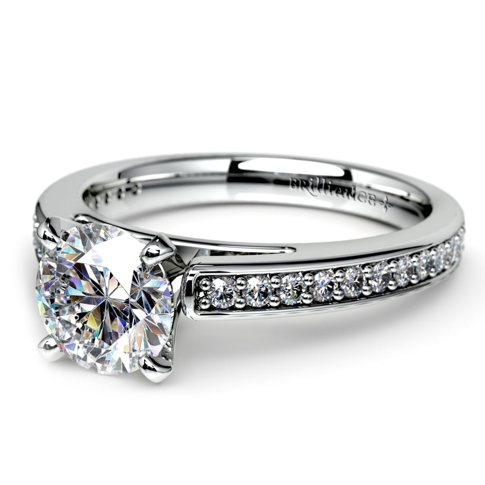 Pave Set Cathedral Setting Engagement Ring In White Gold (1 1/2 Ctw) | Zoom