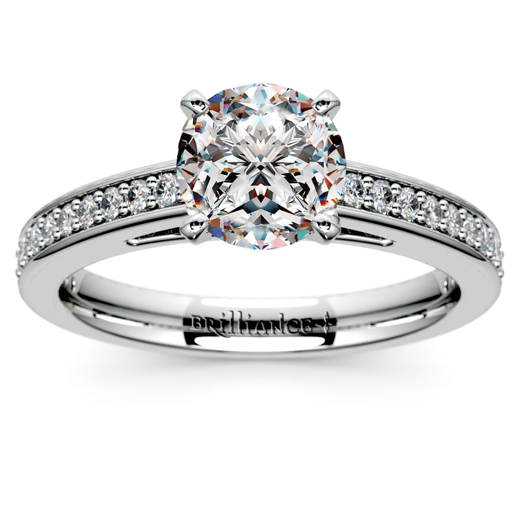 One Carat White Gold Pave Cathedral Setting Engagement Ring | Thumbnail 02