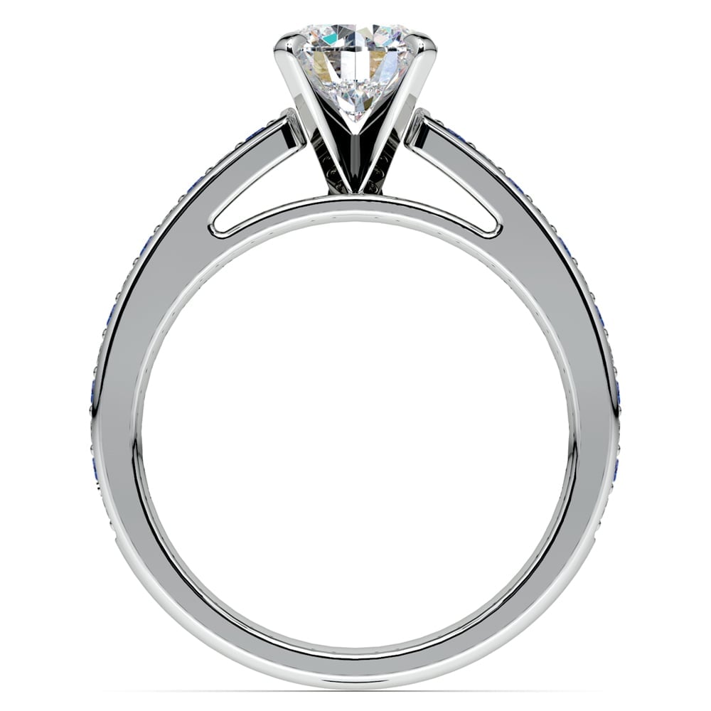 Diamond And Sapphire Cathedral Engagement Ring In White Gold | 02