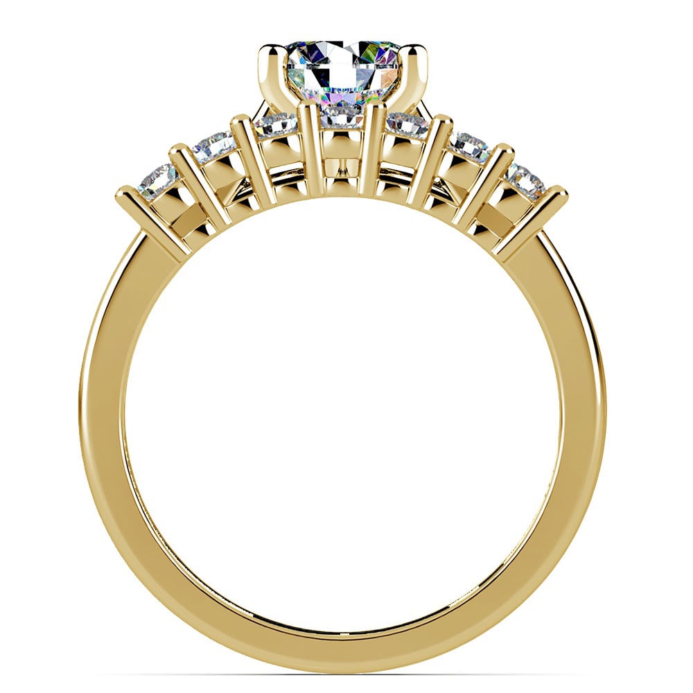 Classic Solitaire & Seven Diamond Bridal Set in Yellow Gold