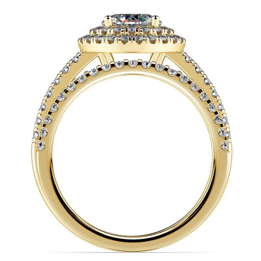 Double Halo Diamond Bridal Set in Yellow Gold | 02