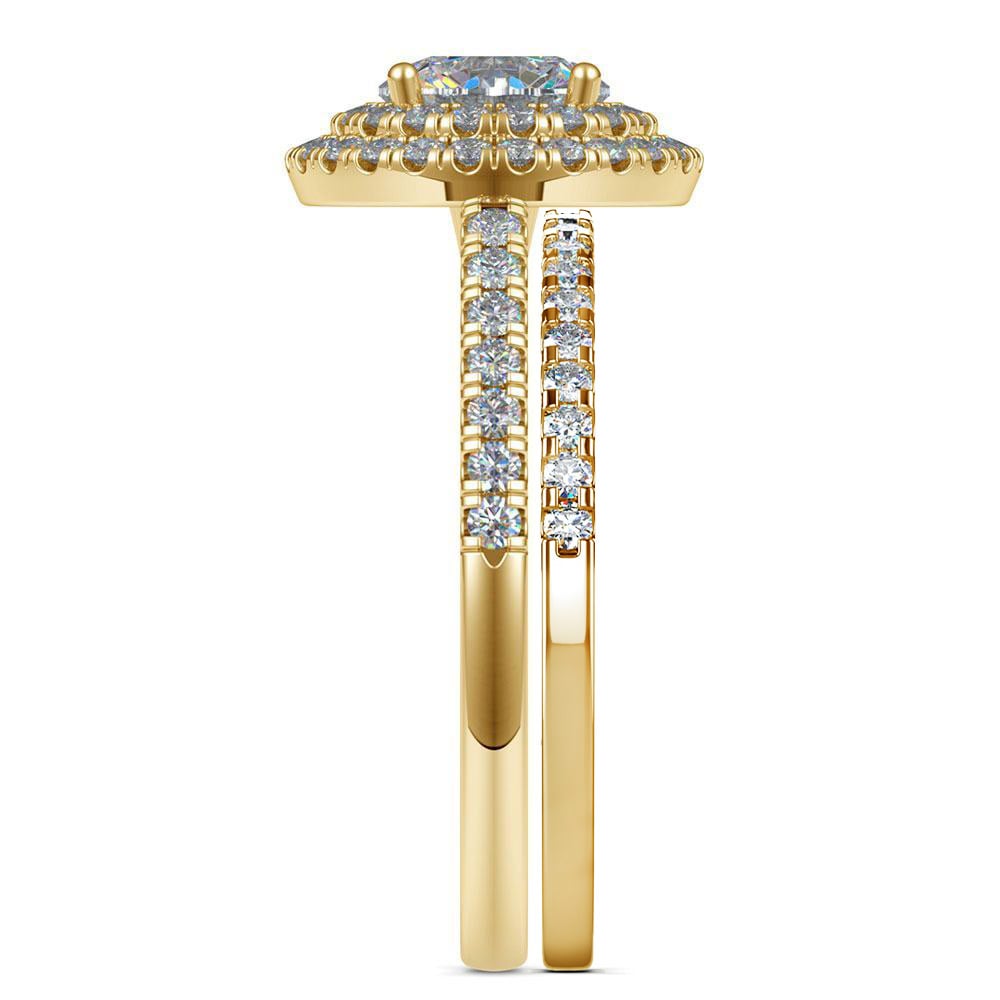 Double Halo Diamond Bridal Set in Yellow Gold | Thumbnail 03