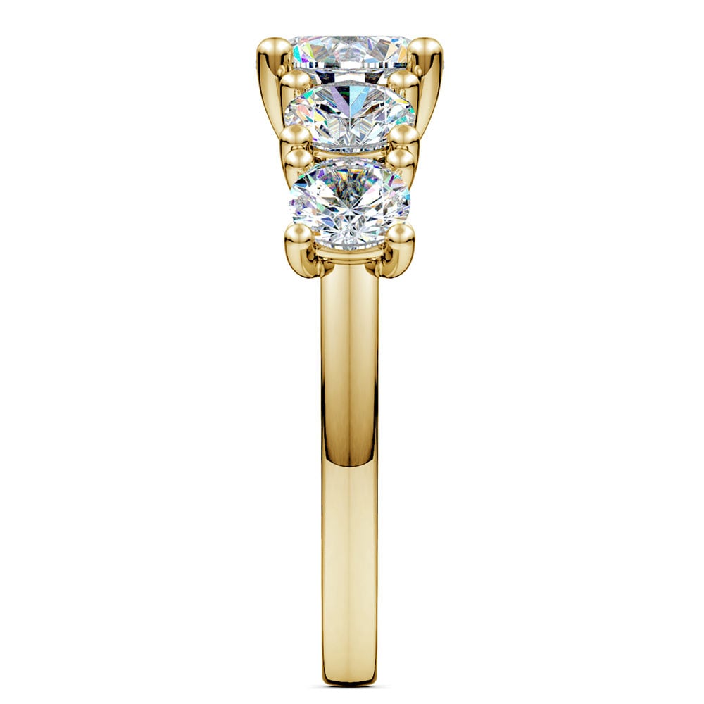 5 Stone Round Moissanite Engagement Ring In Yellow Gold (6 mm) | 03