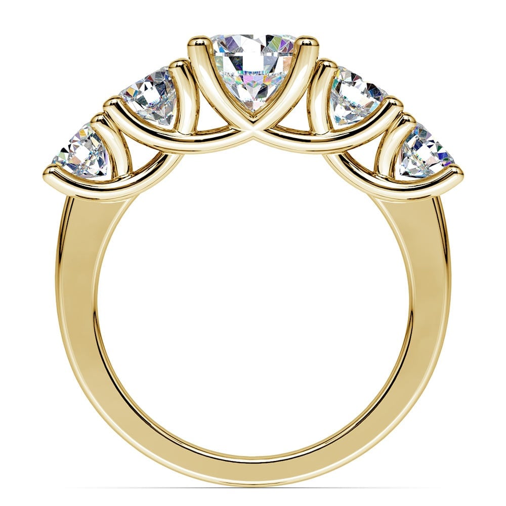 5 Stone Moissanite Engagement Ring In Yellow Gold (8 mm) | 04