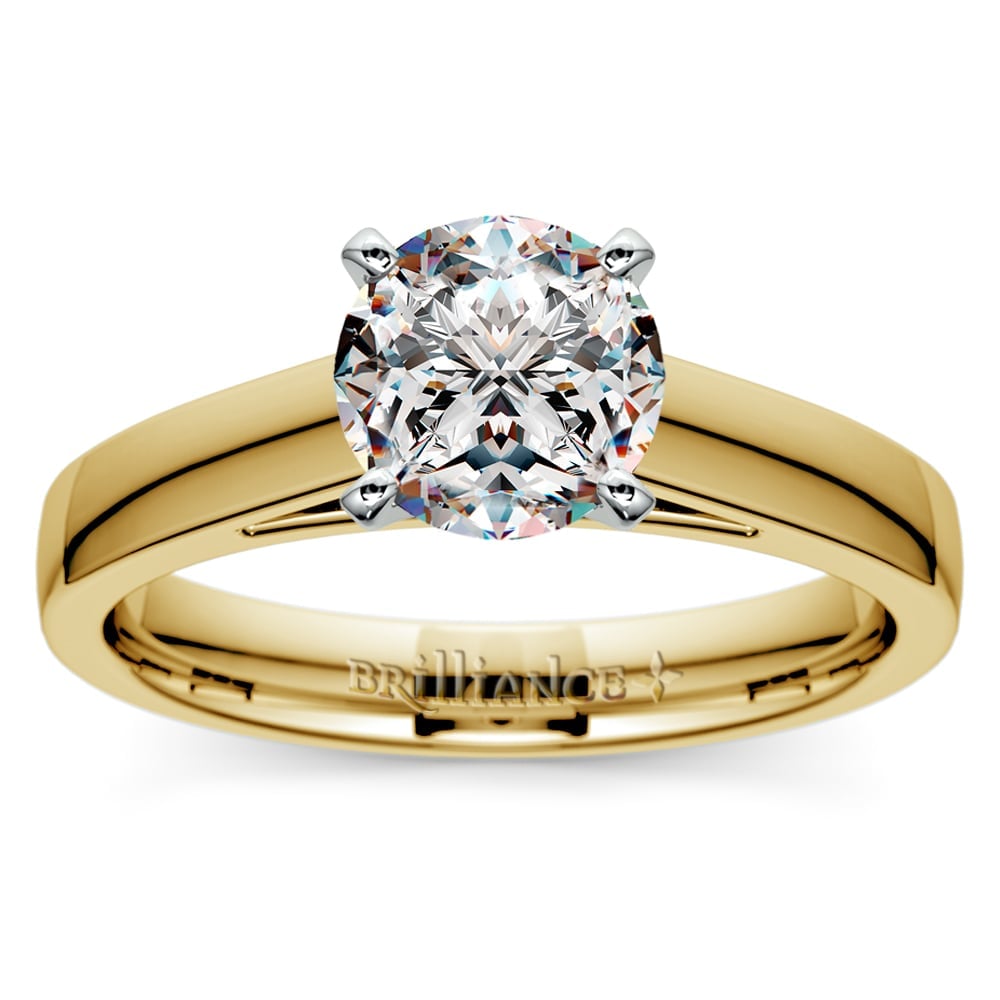 Yellow Gold High Cathedral Ring Setting (3mm) | 01