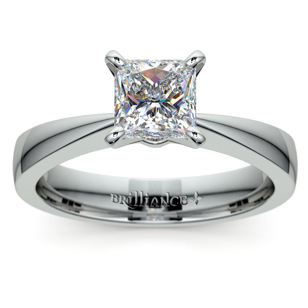 5.5 mm Princess Cut Moissanite Ring In White Gold | 02