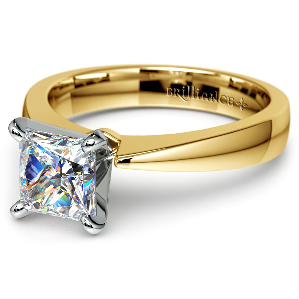 Princess Cut Moissanite Ring In Yellow Gold (5.5 mm) | 01