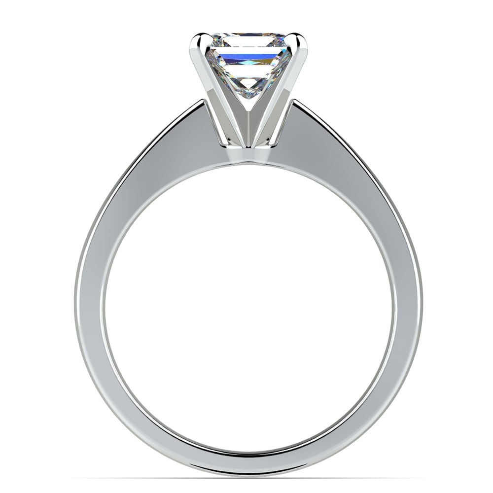 Princess Cut Moissanite Ring With Taper Design In White Gold | 04