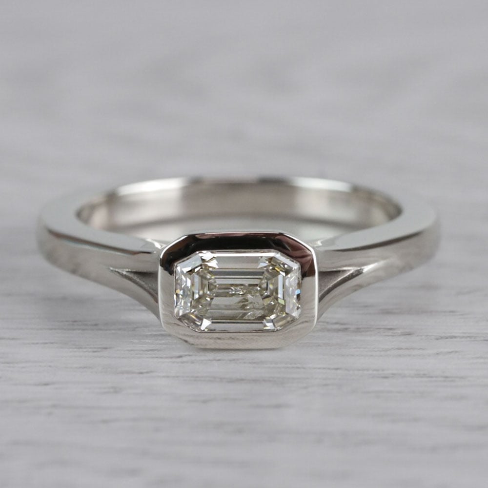 Floating Bezel Solitaire Engagement Ring in White Gold | Thumbnail 05