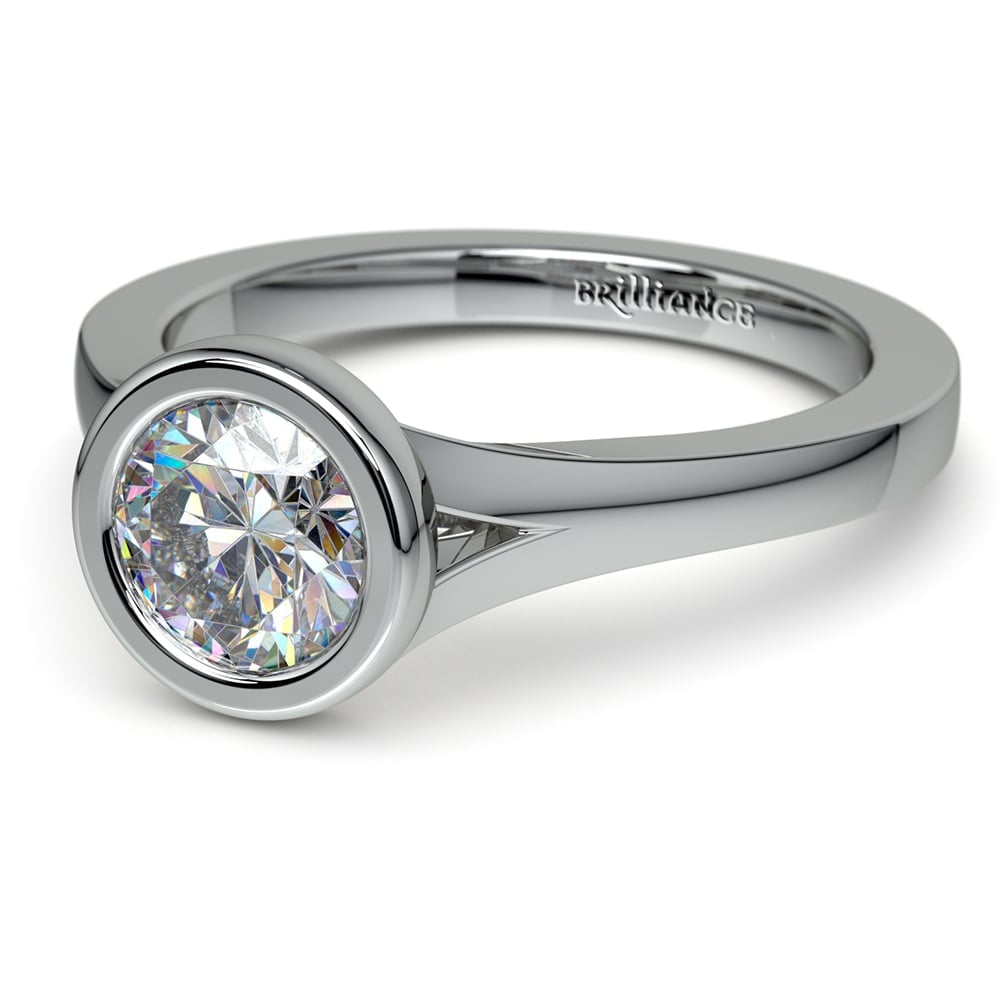Floating Bezel Solitaire Engagement Ring in White Gold | Thumbnail 04