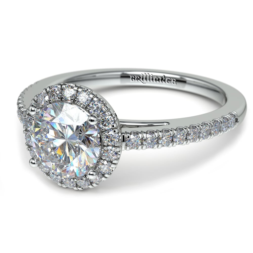 Floating Halo Diamond Engagement Ring in White Gold | 04