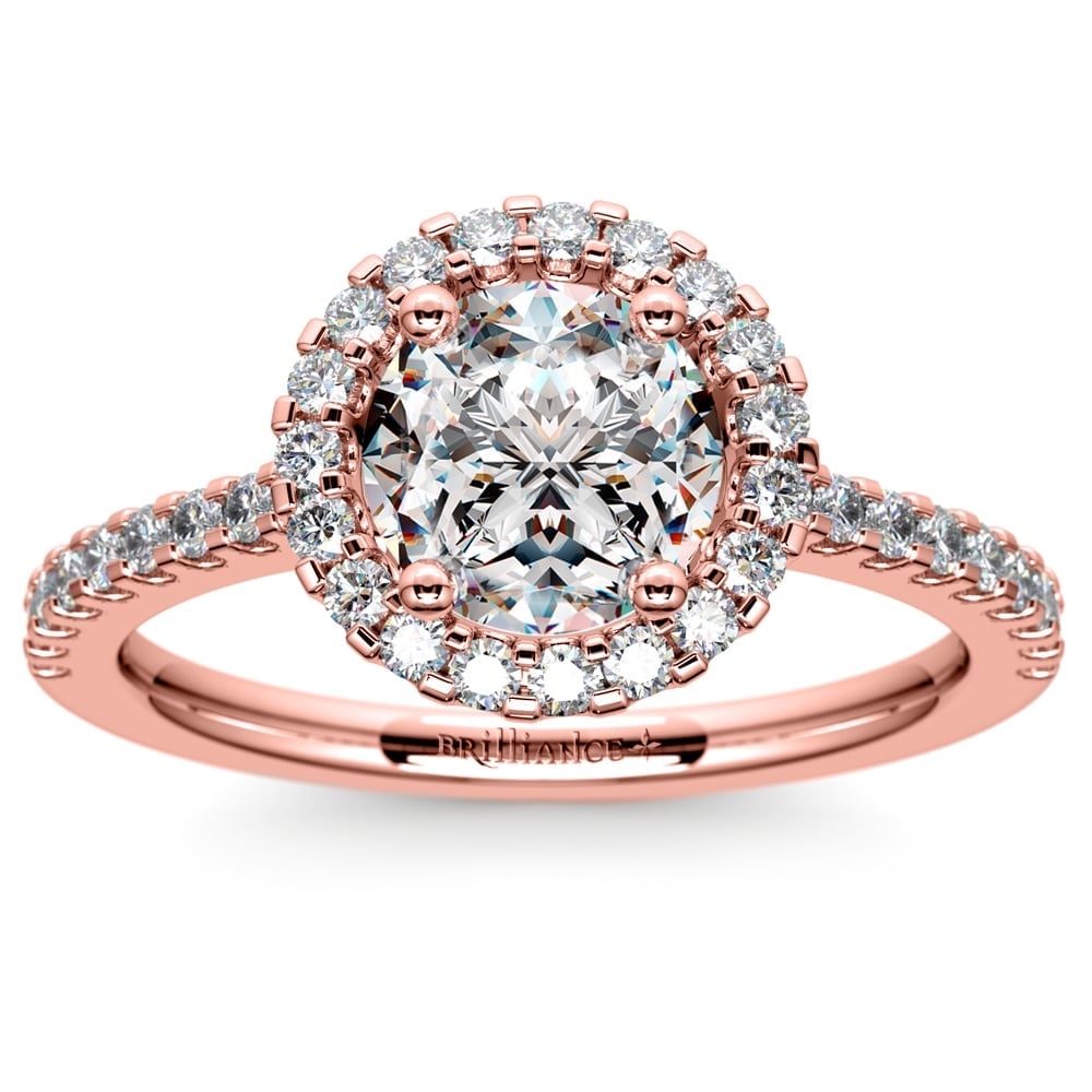 Halo Diamond Engagement Ring in Rose Gold | 01