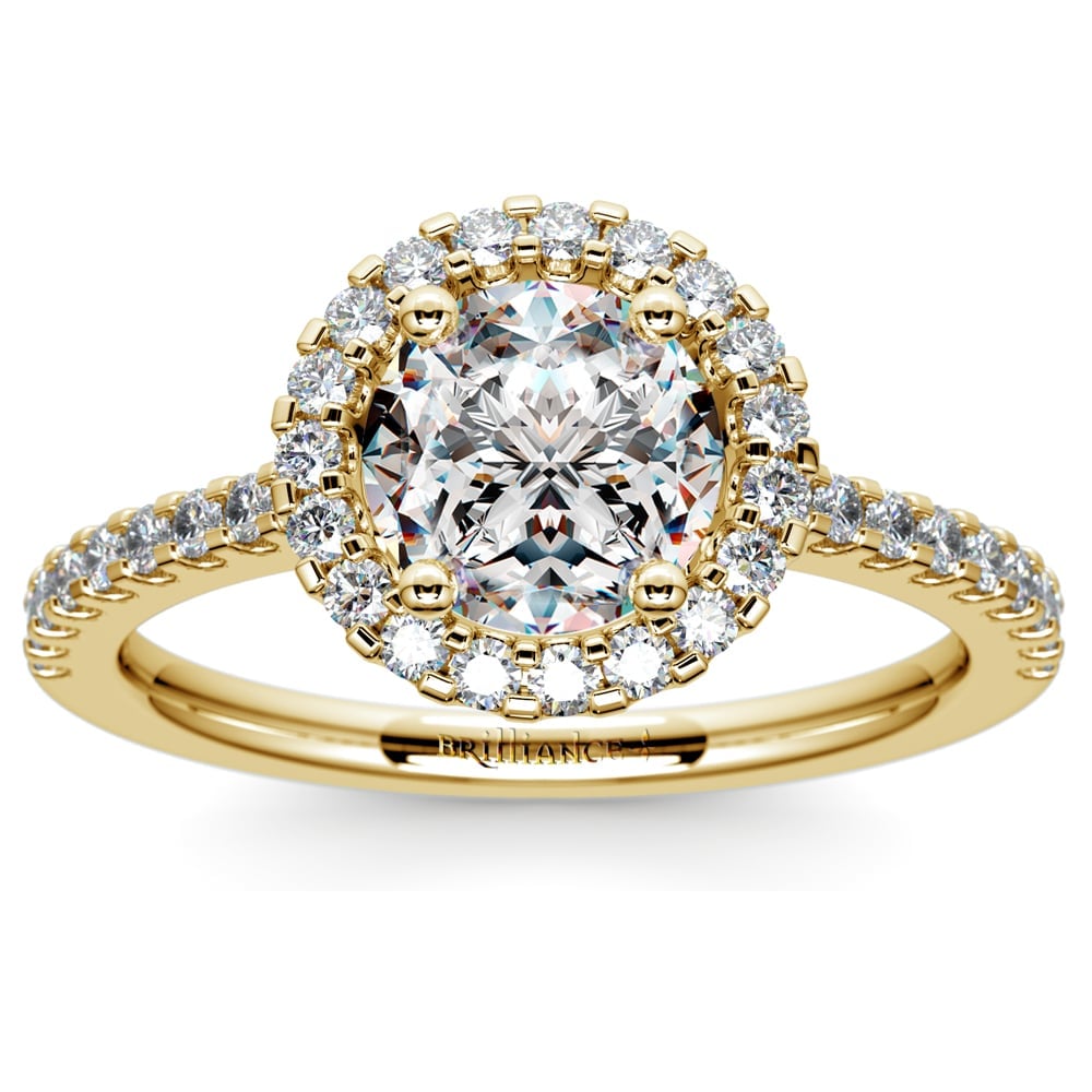 Halo Diamond Engagement Ring in Yellow Gold | 01