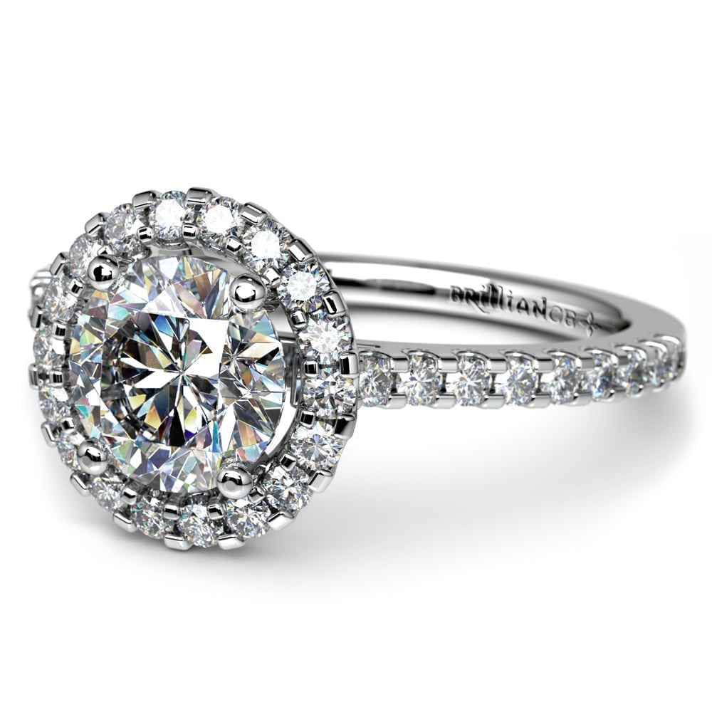 White Gold 1/2 Ctw Preset Halo Diamond Engagement Ring | Thumbnail 01