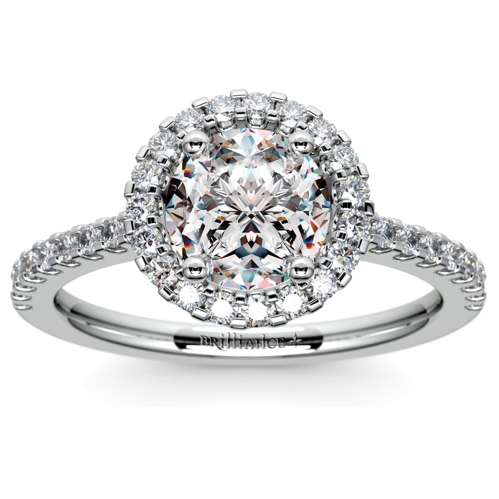 Halo Diamond Engagement Ring in Platinum | Zoom