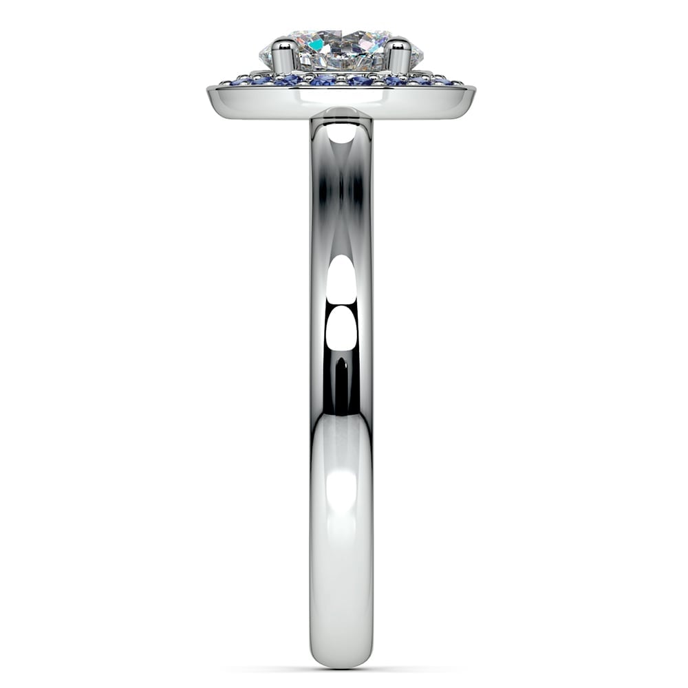 Diamond Ring Setting With Sapphire Halo In White Gold | 03