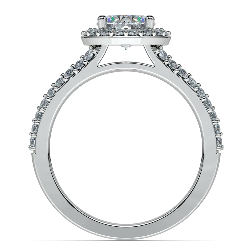 Halo Split Shank Diamond Engagement Ring in White Gold | Thumbnail 02