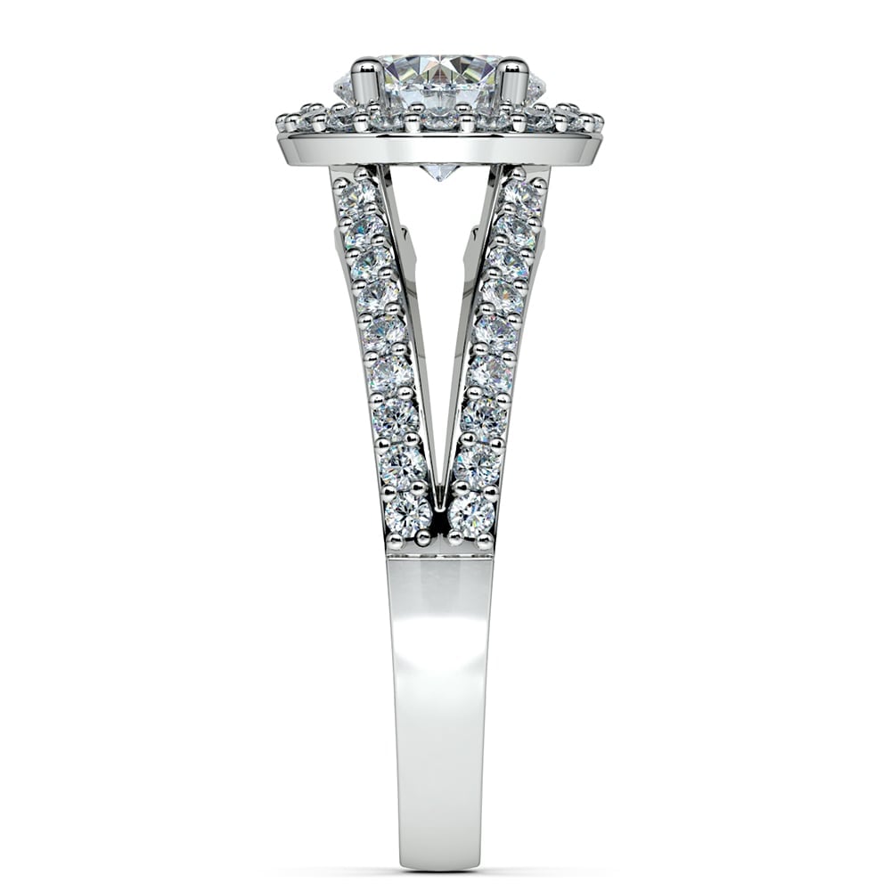 Halo Split Shank Diamond Engagement Ring in White Gold | 03