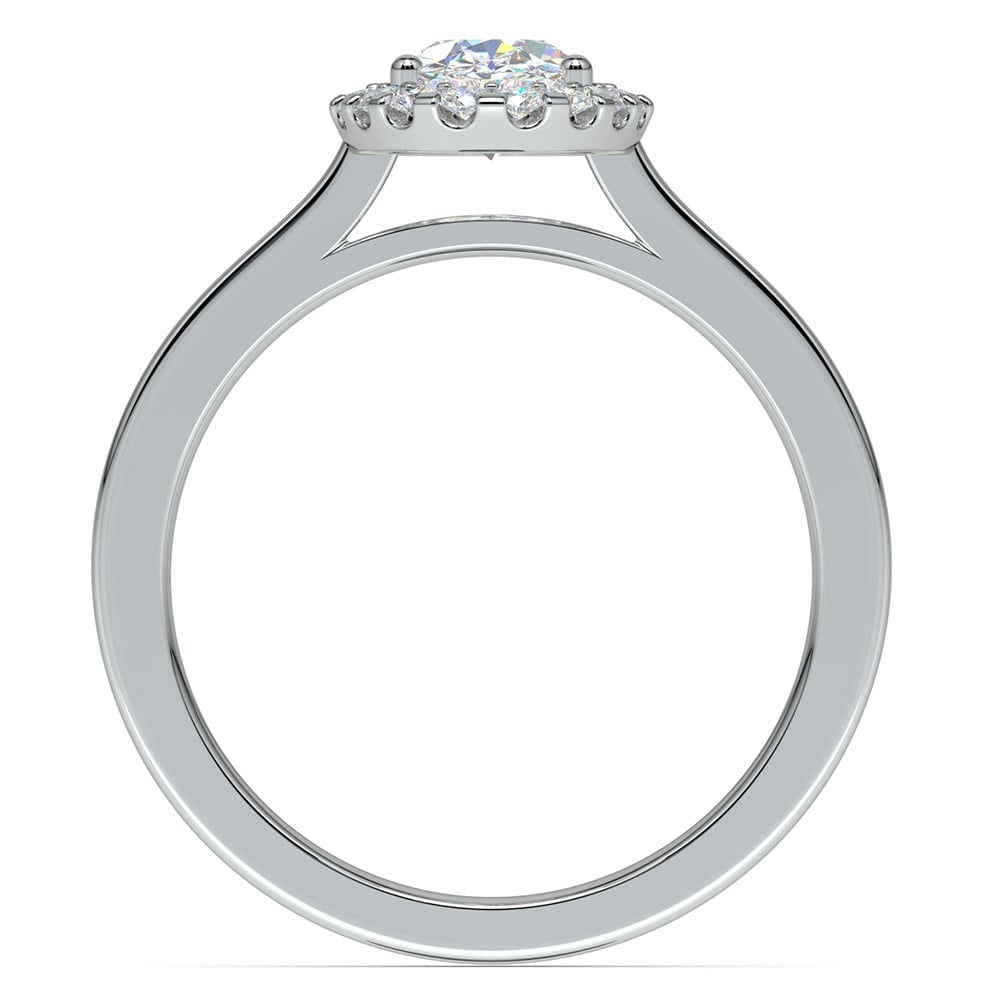Oval Halo Moissanite Engagement Ring In White Gold (7 mm) | 04