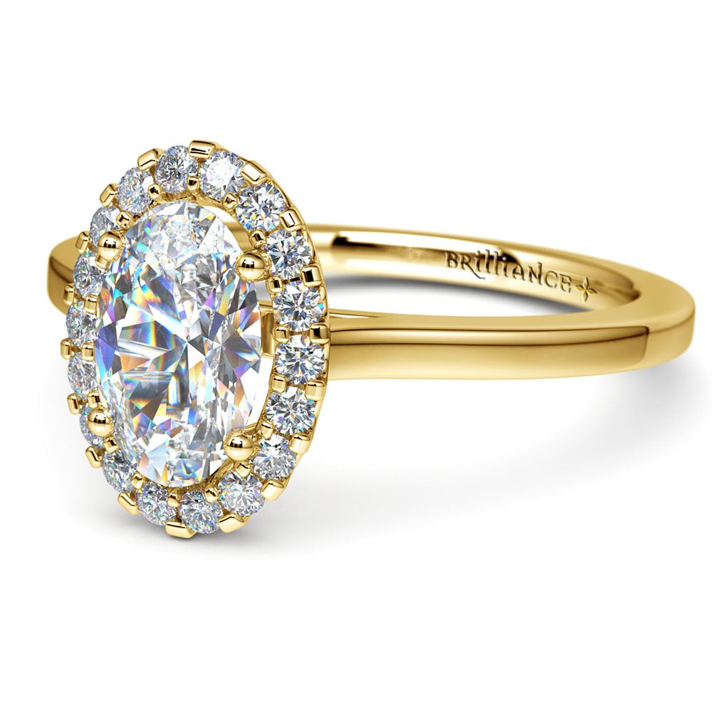 Halo Oval Moissanite Engagement Ring In Gold (7 Mm) | 01