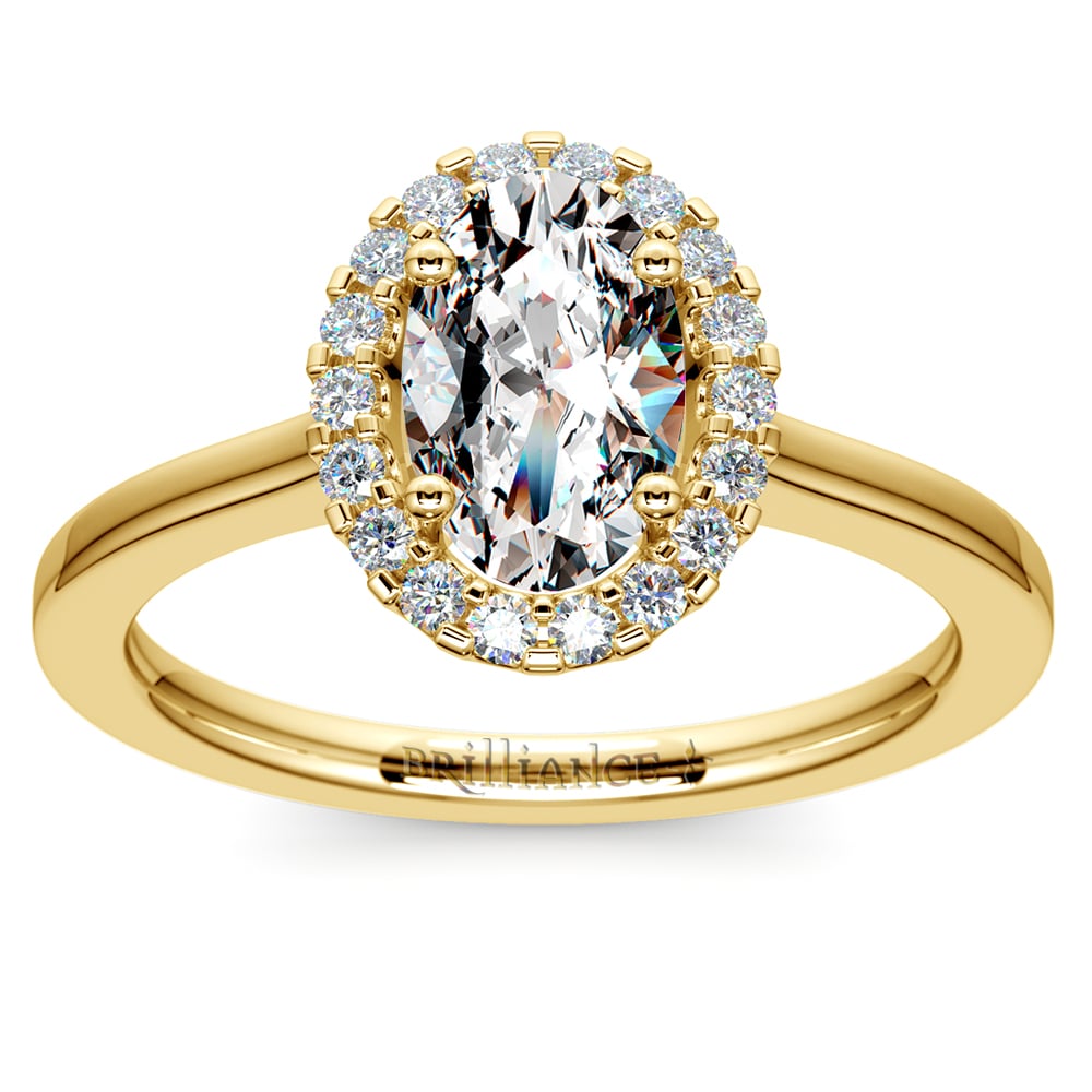 Halo Oval Moissanite Engagement Ring In Gold (7 Mm) | 02