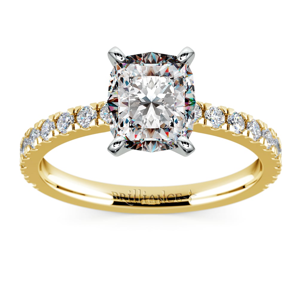 5.5 mm Moissanite Pave Engagement Ring In Yellow Gold | 02