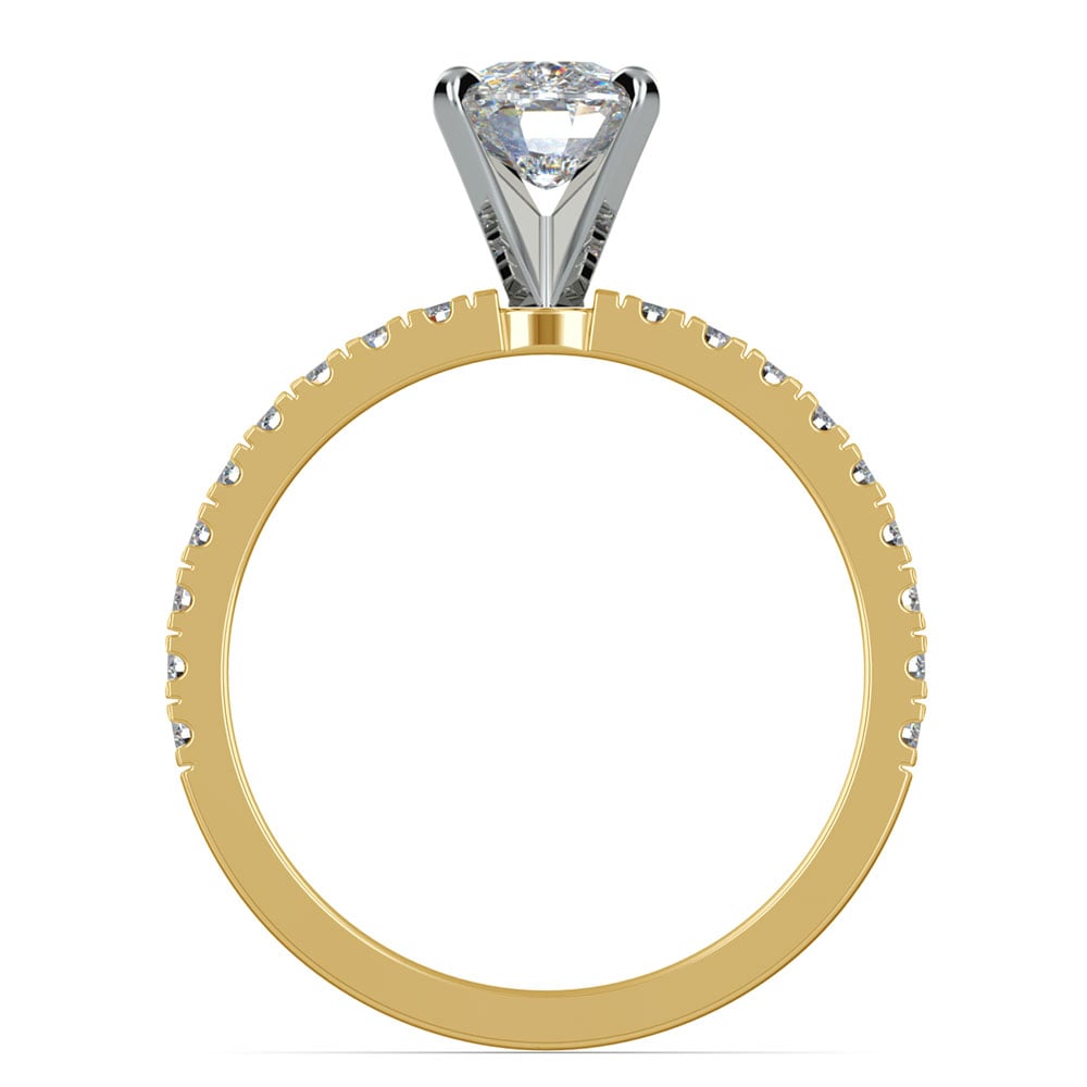 5.5 mm Moissanite Pave Engagement Ring In Yellow Gold | 04