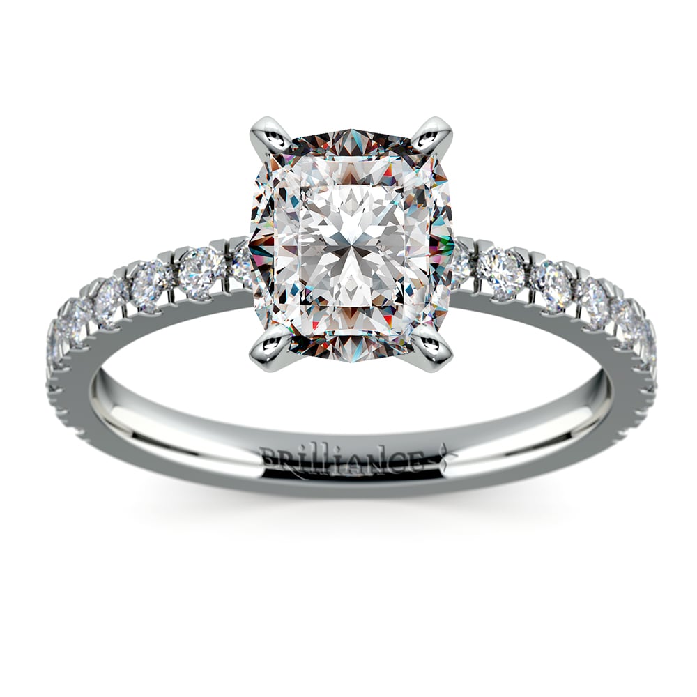 6.5 mm Moissanite Pave Engagement Ring In White Gold | 02