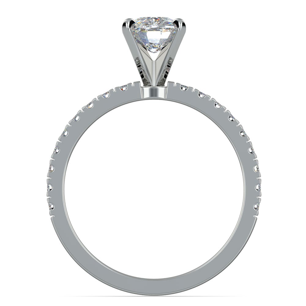 6.5 mm Moissanite Pave Engagement Ring In White Gold | 04