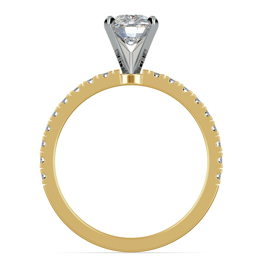 7 mm Moissanite Pave Engagement Ring In Yellow Gold | 04