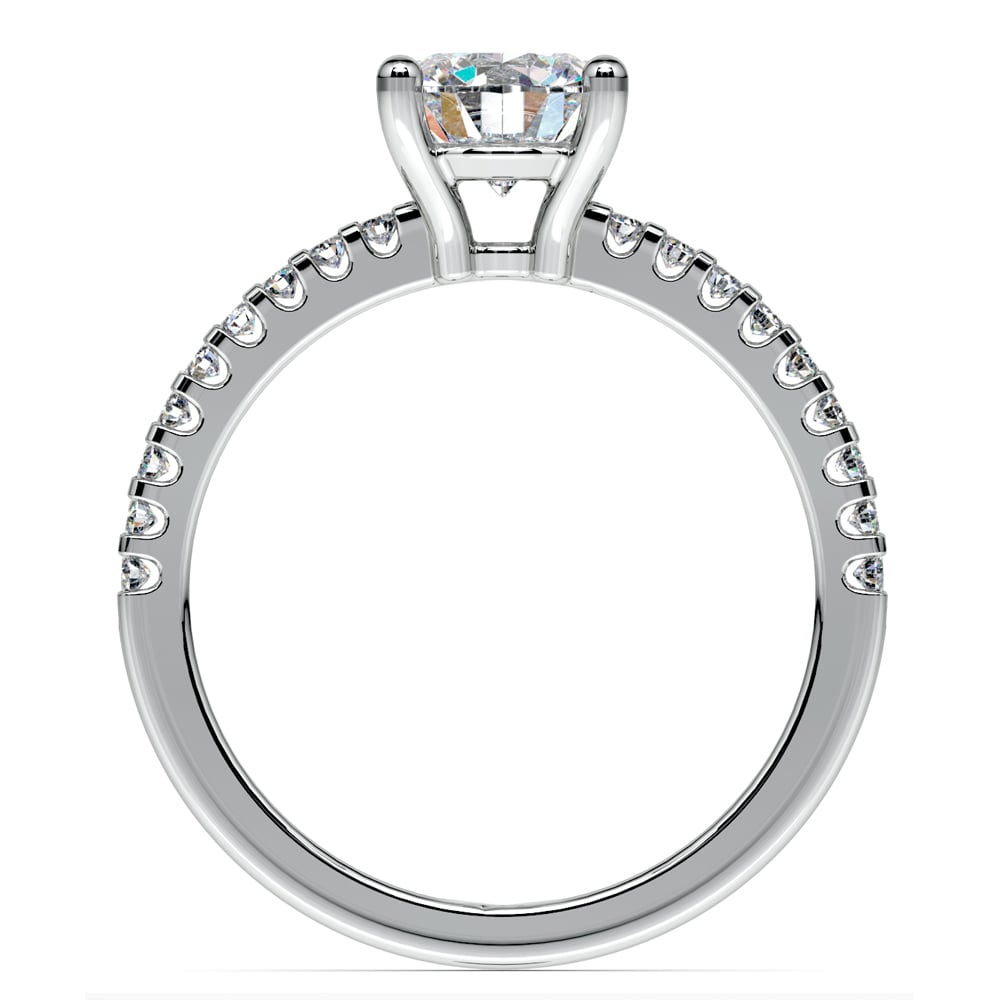 Round Cut Pave Engagement Ring In White Gold (1 1/4 Ctw) | 04