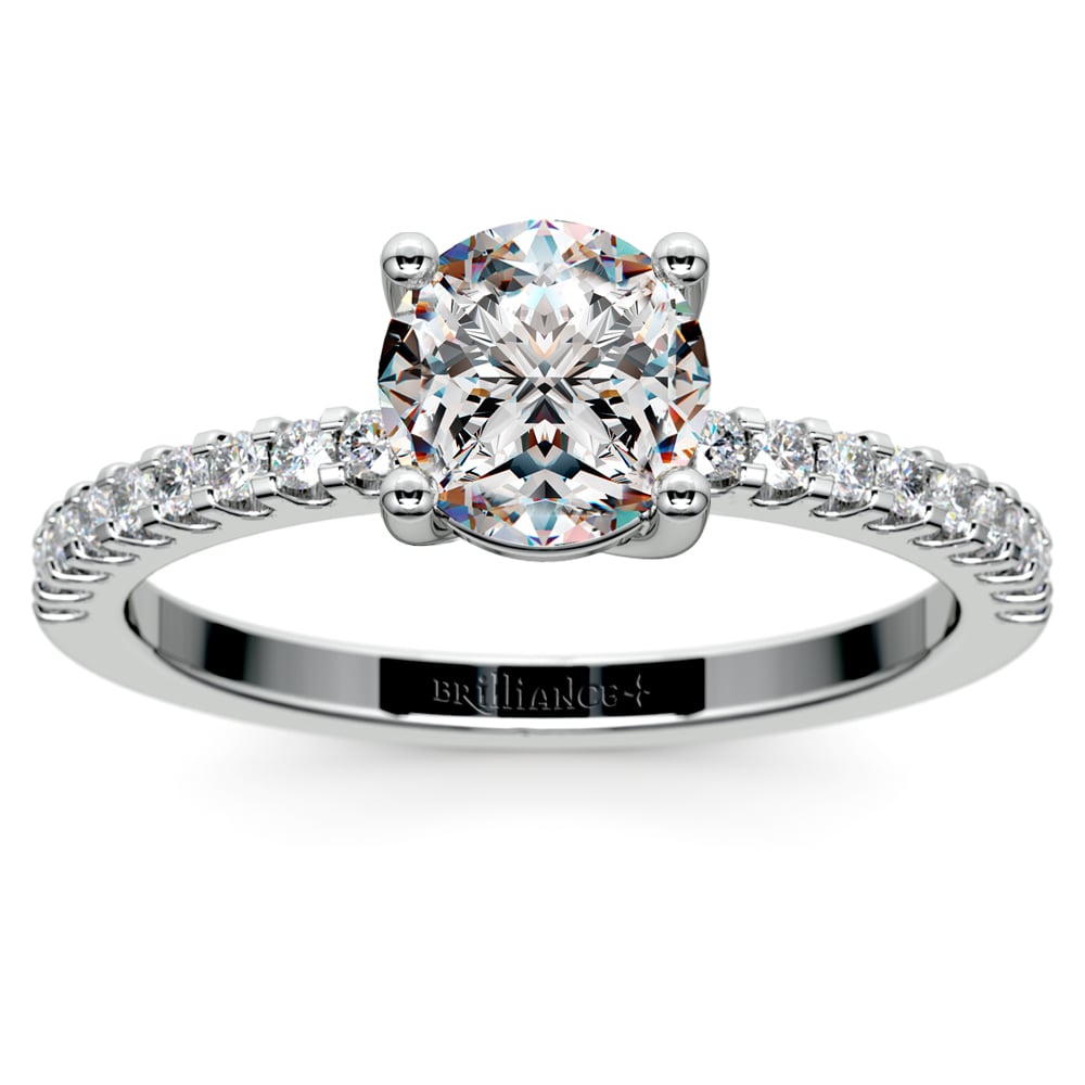 Round Cut Pave Engagement Ring In White Gold (1/2 Ctw) | Thumbnail 02